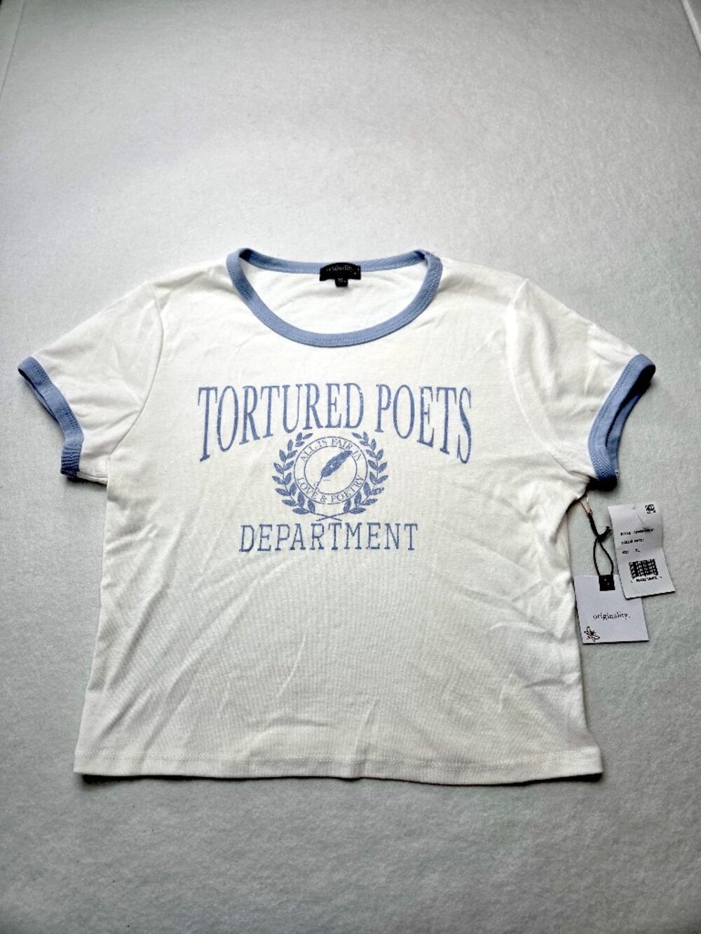 Originality Women's XL Tortured Poets Department Ringer Graphic Tee NWT